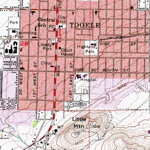 Topographic Map of Tooele Valley Regional Medical Center, UT