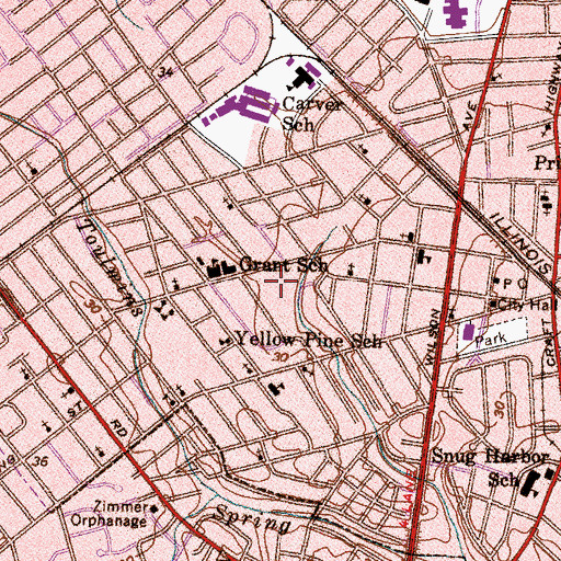Topographic Map of Pollard Park, AL