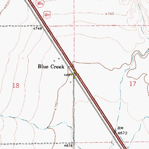 Topographic Map of Blue Creek, UT