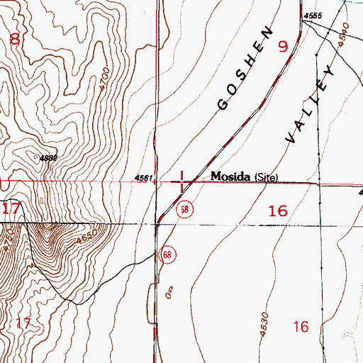 Topographic Map of Mosida, UT