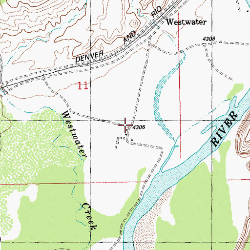 Topographic Map of Westwater, UT