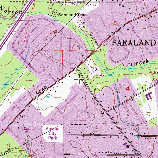 Topographic Map of Saraland Church of the Nazarene, AL