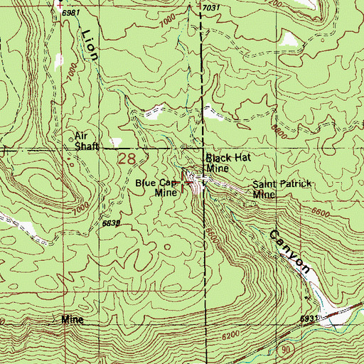 Topographic Map of Blue Cap Mine, UT