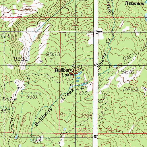 Topographic Map of Bullberry Lakes, UT