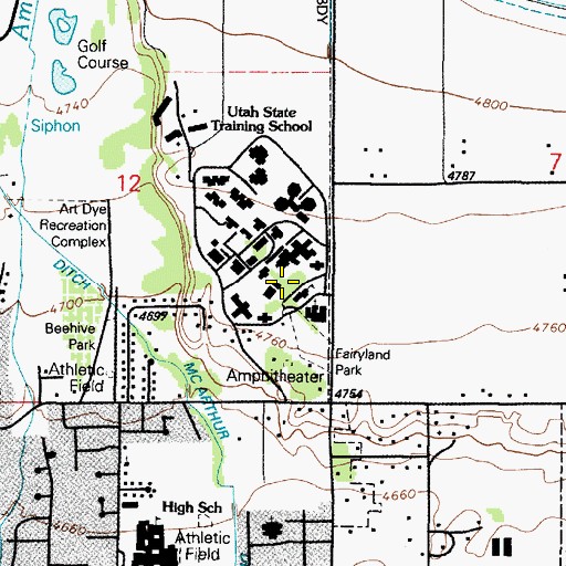 Topographic Map of American Fork Training School, UT