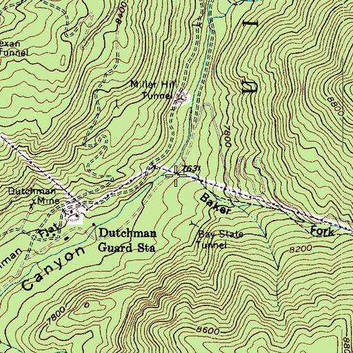 Topographic Map of Baker Fork, UT