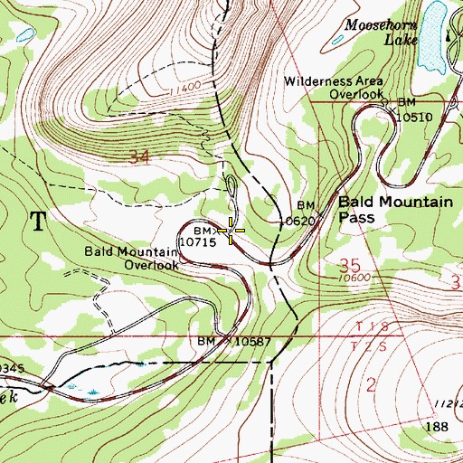 Topographic Map of Bald Mountain Overlook, UT