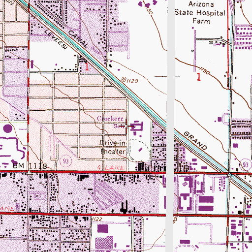 Topographic Map of David Crockett Elementary School, AZ