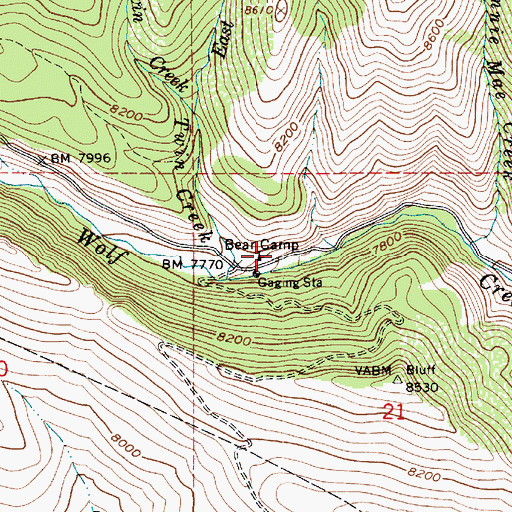 Topographic Map of Bear Camp, UT