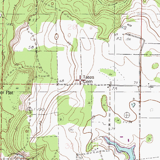 Topographic Map of Tates Cemetery, AL
