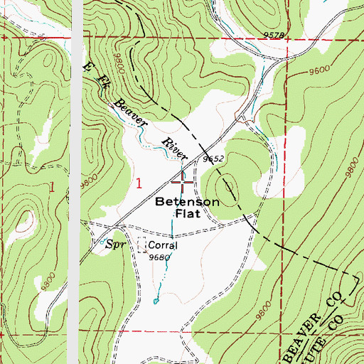 Topographic Map of Betenson Flat, UT