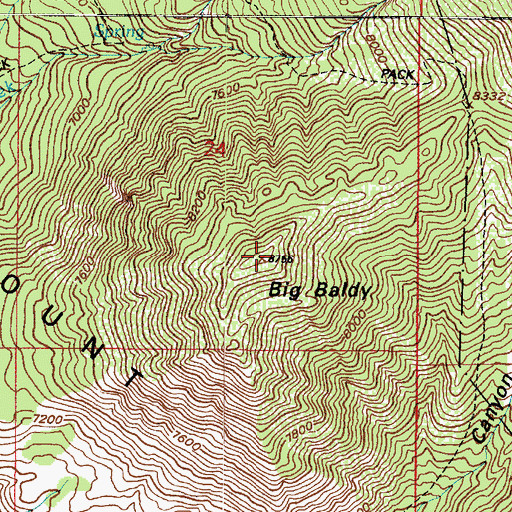 Topographic Map of Big Baldy, UT