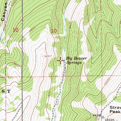Topographic Map of Big Beaver Springs, UT