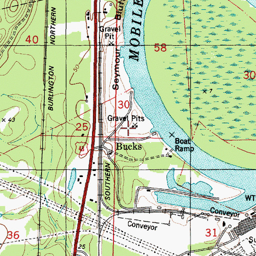 Topographic Map of Thirty One Mile Bluff, AL