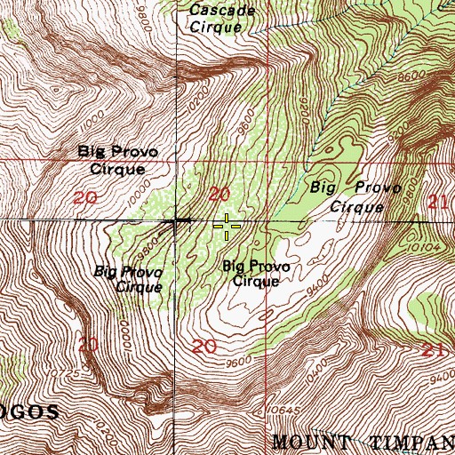 Topographic Map of Big Provo Cirque, UT