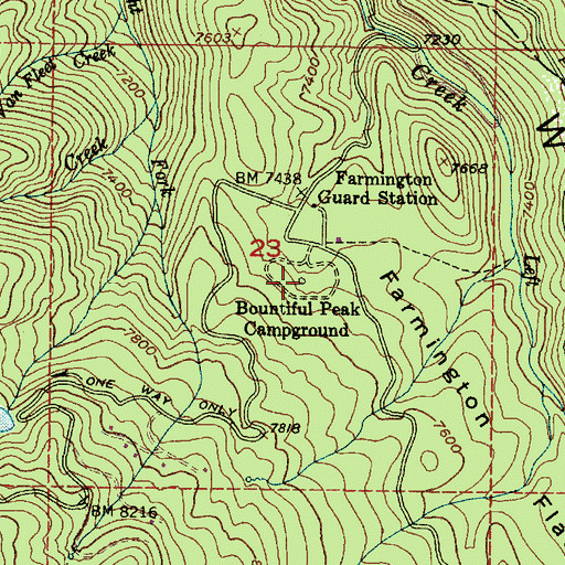 Topographic Map of Bountiful Peak Campground, UT
