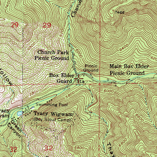 Topographic Map of Box Elder Guard Station, UT
