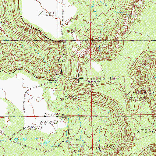 Topographic Map of Bridger Jack Mesa, UT