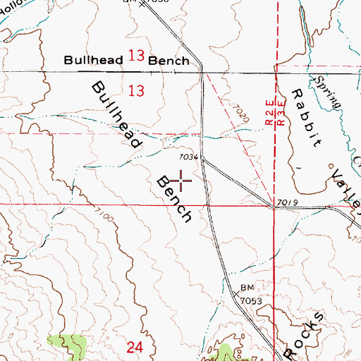 Topographic Map of Bullhead Bench, UT