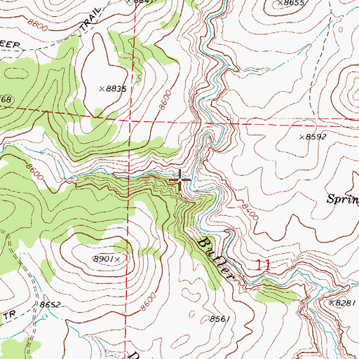 Topographic Map of Caddy Creek, UT