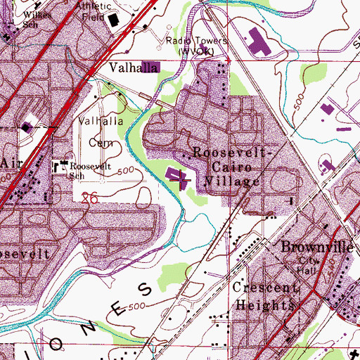Topographic Map of A G Gaston Junior High School, AL