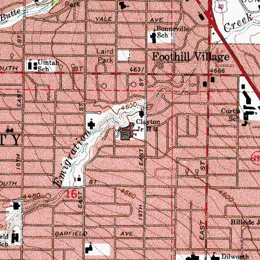 Topographic Map of Clayton Middle School, UT