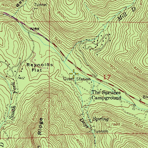 Topographic Map of Days Fork, UT