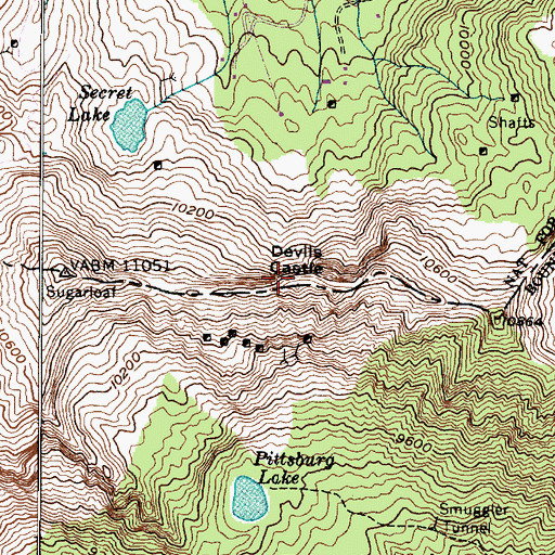 Topographic Map of Devils Castle, UT