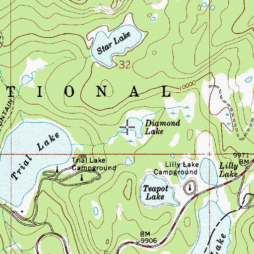 Topographic Map of Diamond Lake, UT
