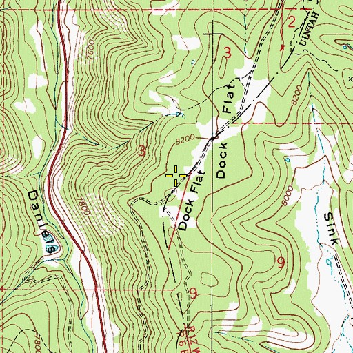 Topographic Map of Dock Flat, UT