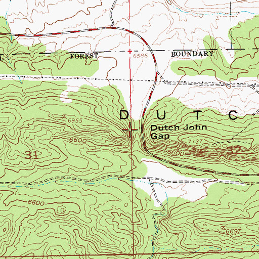 Topographic Map of Dutch John Gap, UT