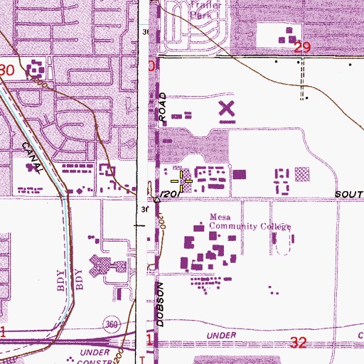 Topographic Map of Dobson Plaza Shopping Center, AZ