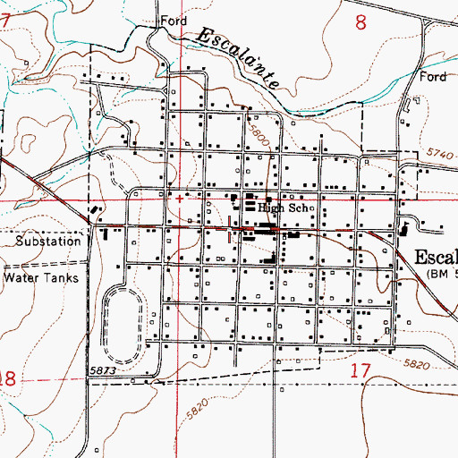 Topographic Map of Escalante, UT