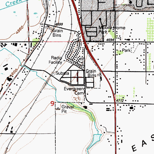 Topographic Map of Evergreen Cemetery, UT