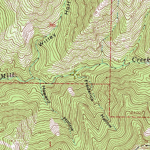 Topographic Map of Frederick Hollow, UT