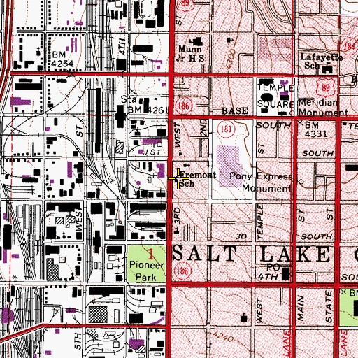 Topographic Map of Fremont School, UT