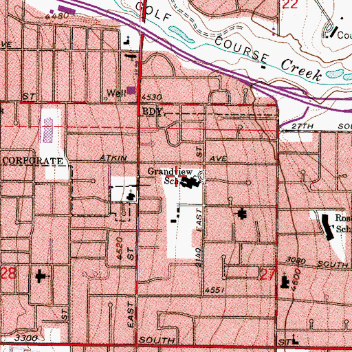 Topographic Map of Grandview School, UT