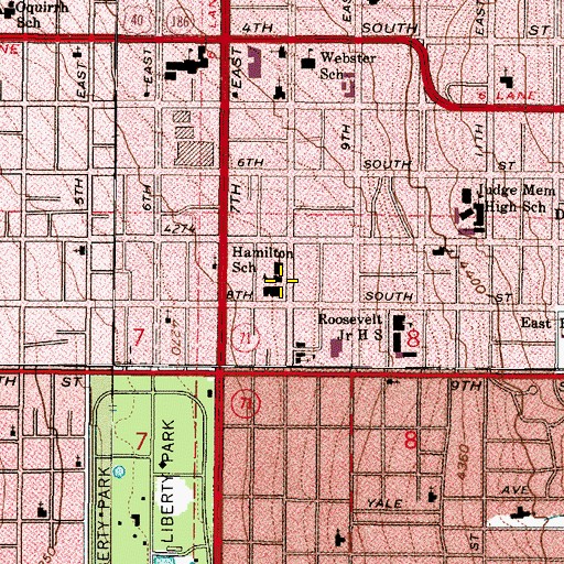Topographic Map of Hamilton School, UT
