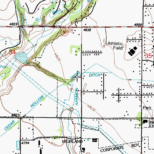 Topographic Map of Harmon Ditch, UT