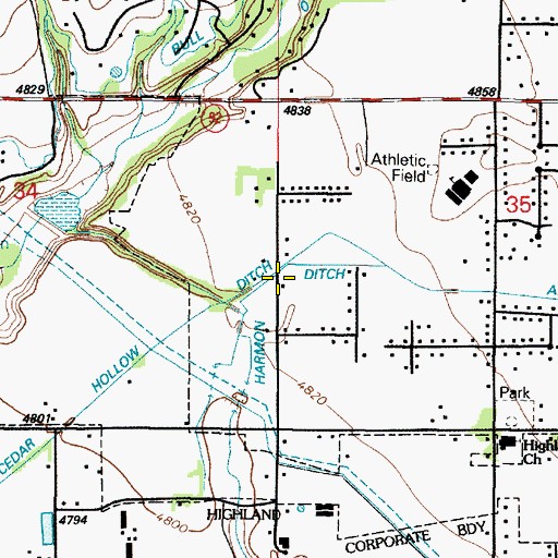 Topographic Map of Harmon Ditch, UT