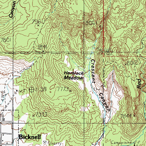 Topographic Map of Hemlock Meadow, UT