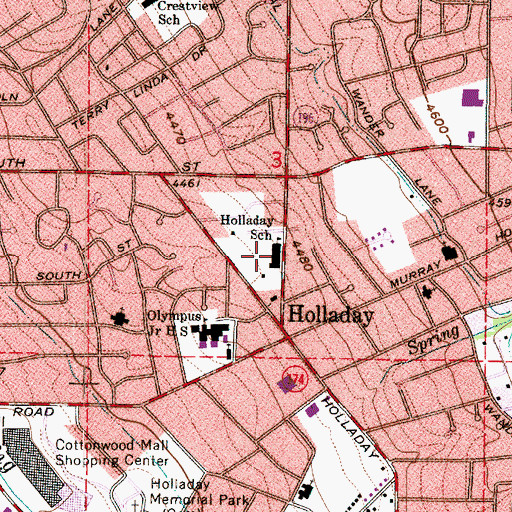 Topographic Map of Holladay School, UT