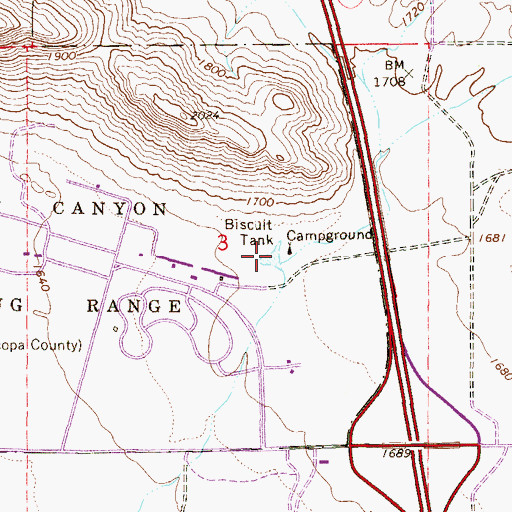 Topographic Map of Biscuit Tank, AZ
