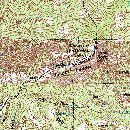 Topographic Map of Jacobs Ladder, UT