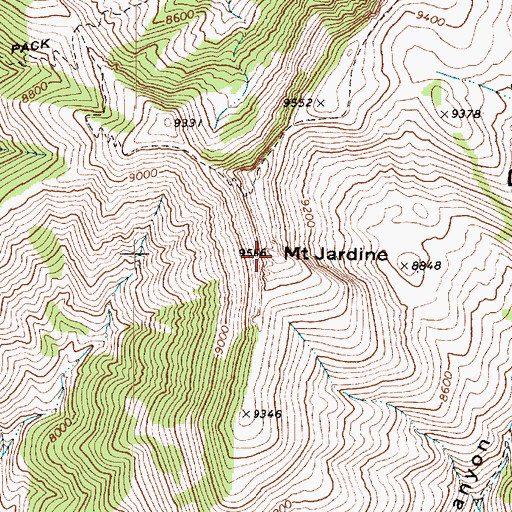 Topographic Map of Mount Jardine, UT