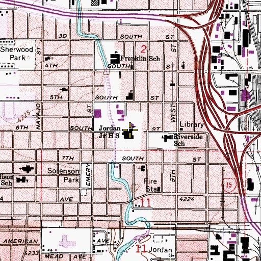 Topographic Map of Jordan Junior High School, UT