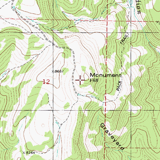 Topographic Map of Monument Hill, UT