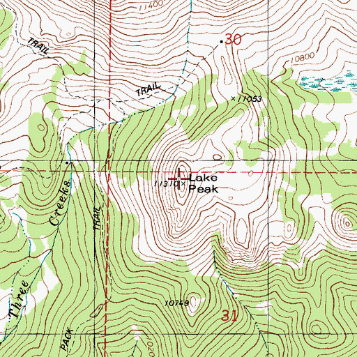 Topographic Map of Lake Peak, UT