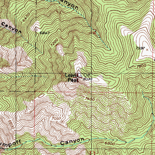 Topographic Map of Lewis Peak, UT