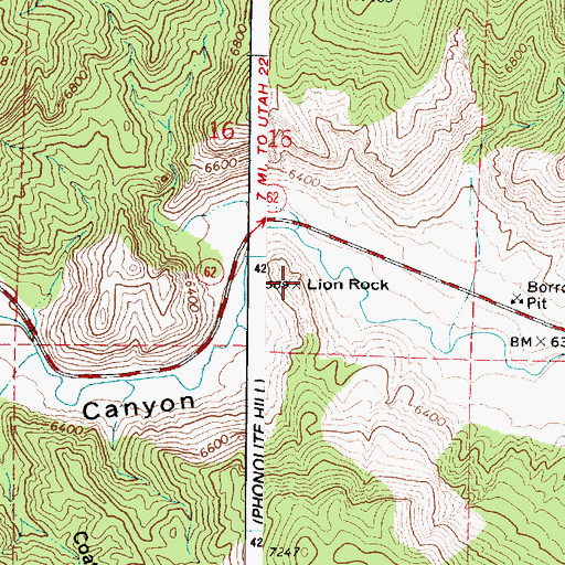 Topographic Map of Lion Rock, UT